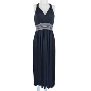 Soma Black Gray Designed Stitching Women's Soft Comfortable Maxi Dress S NWT